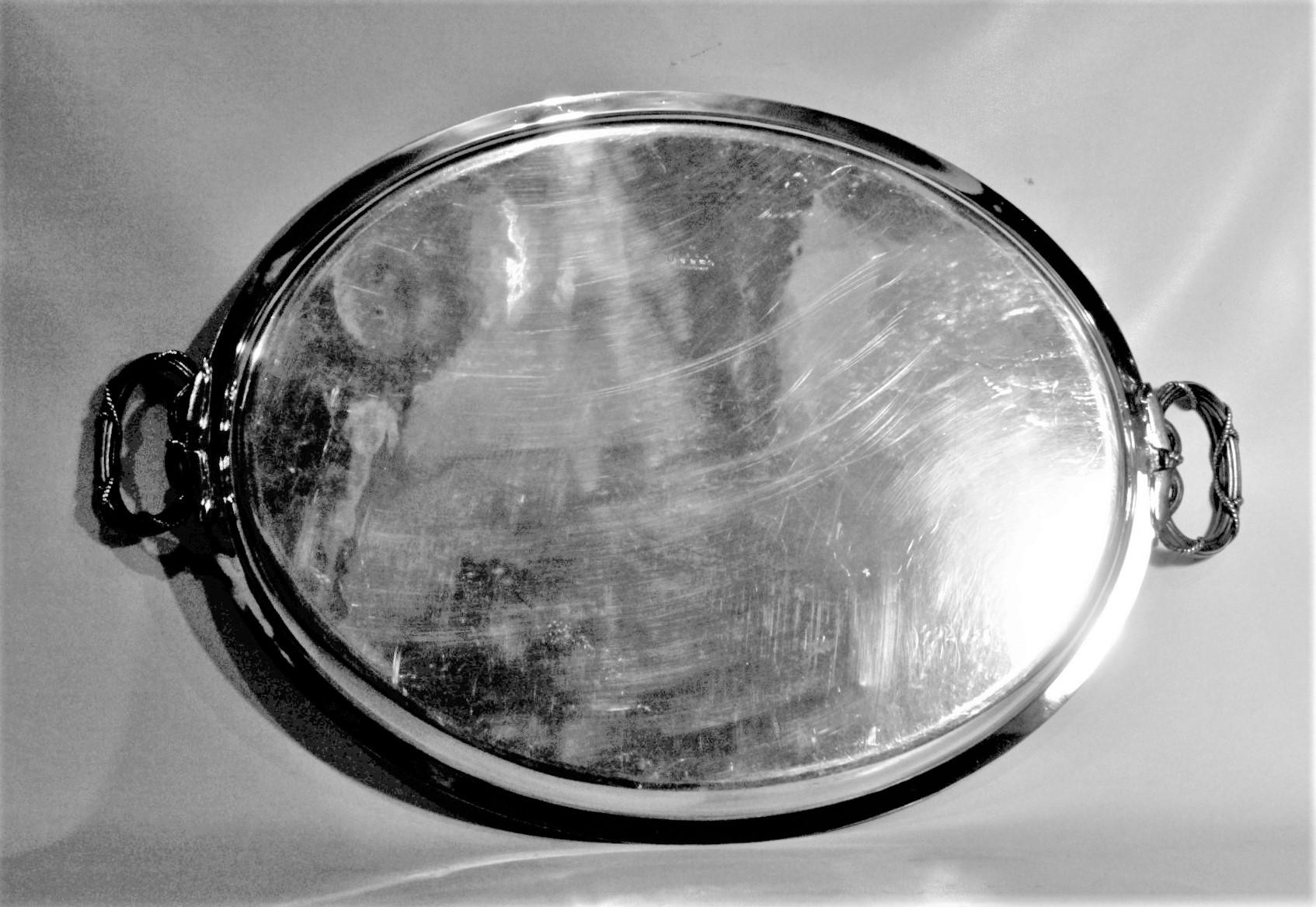silver serving tray with handles
