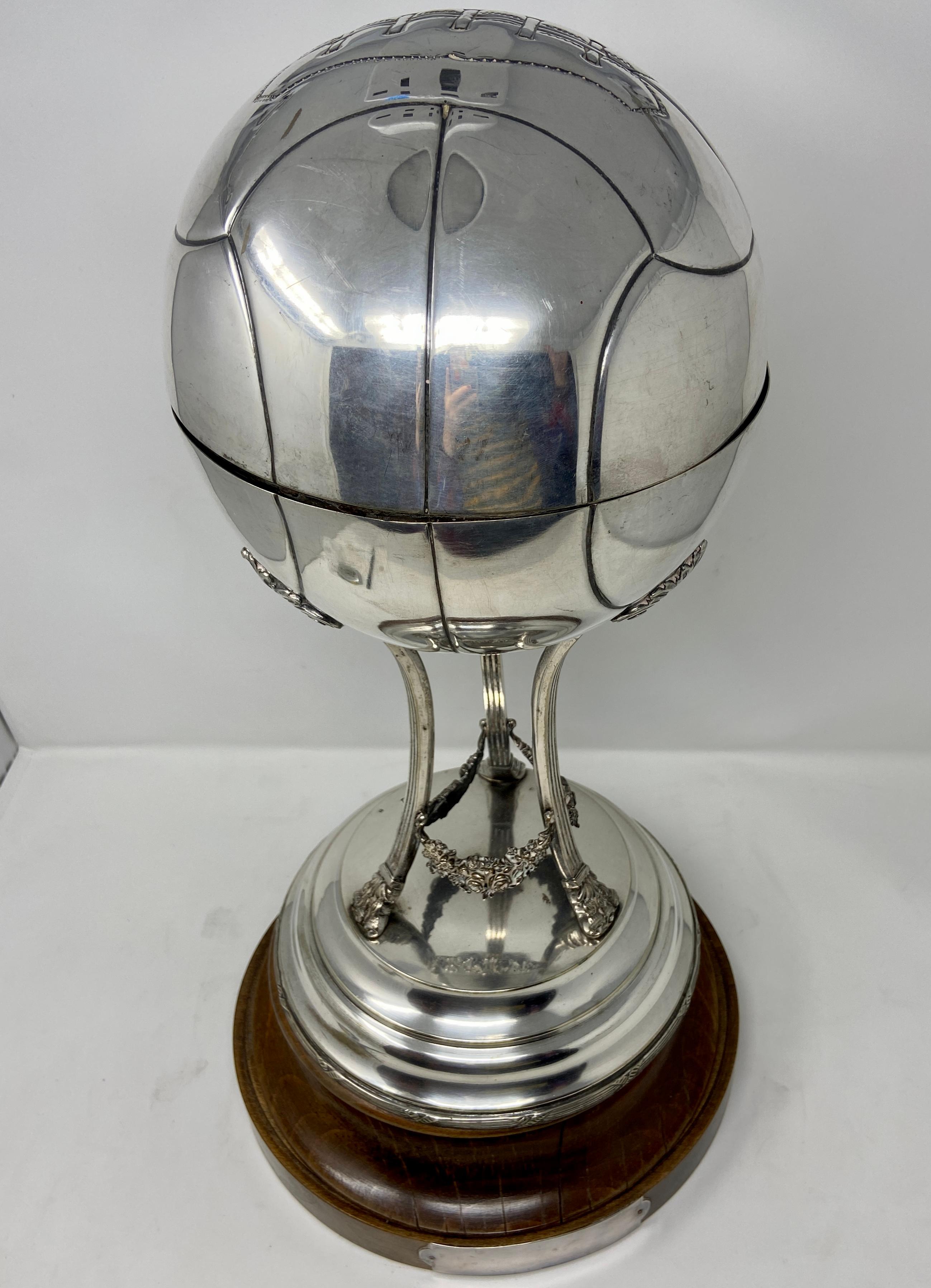 Antique English Silver Plated Soccer Trophy.