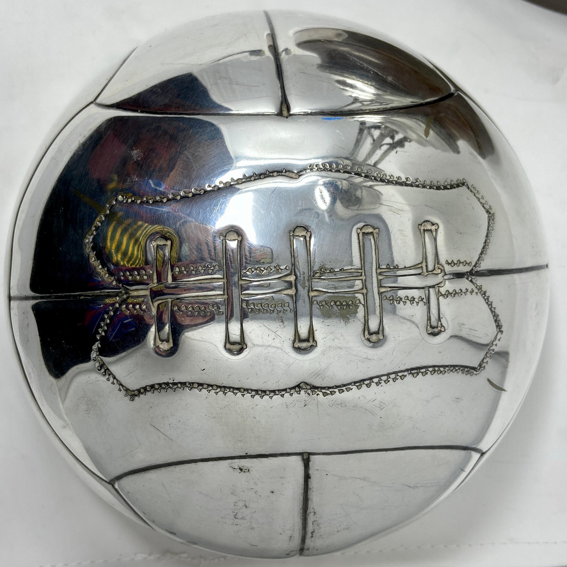 Antique English Silver Plated Soccer Trophy In Good Condition For Sale In New Orleans, LA
