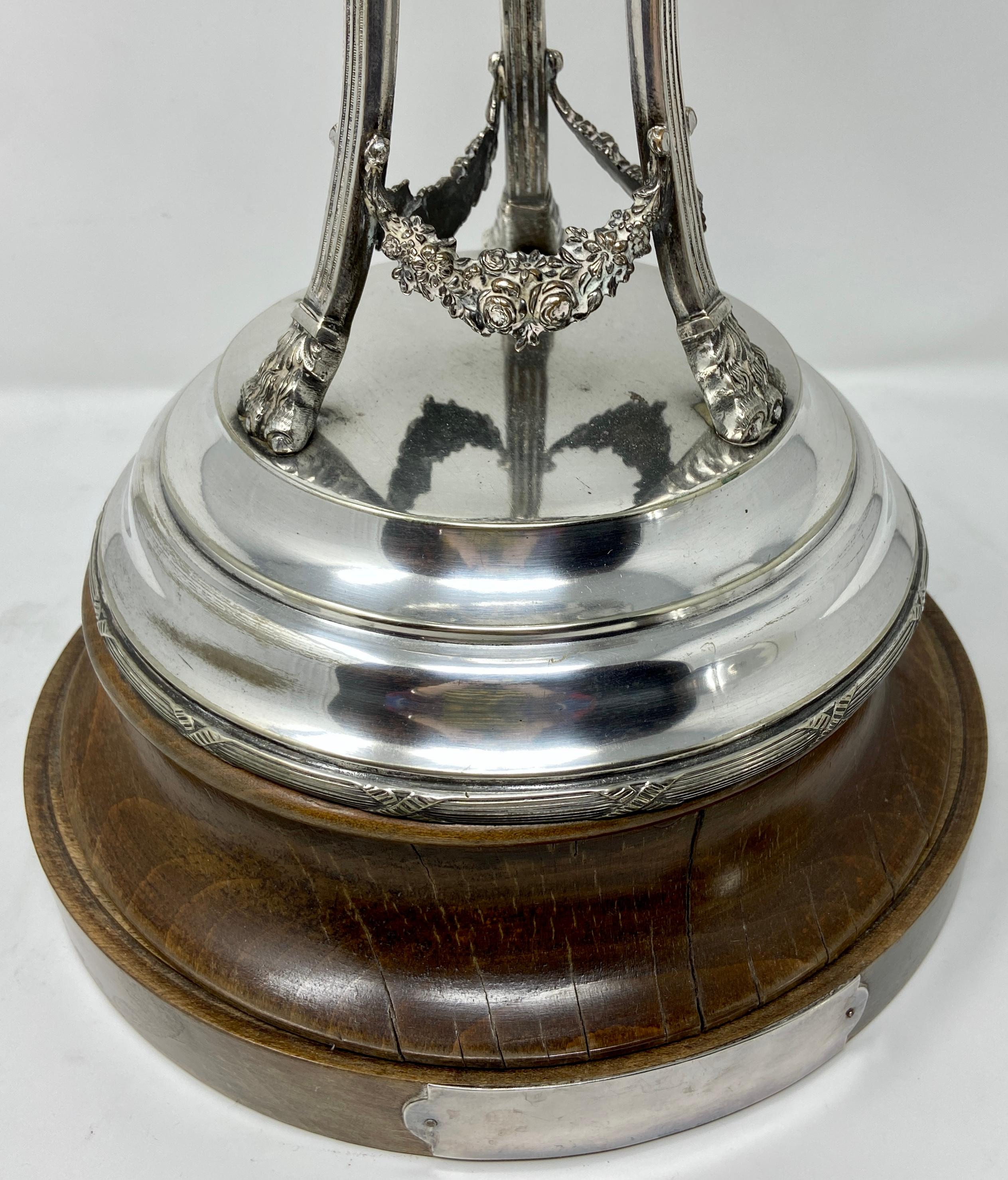 Antique English Silver Plated Soccer Trophy For Sale 2