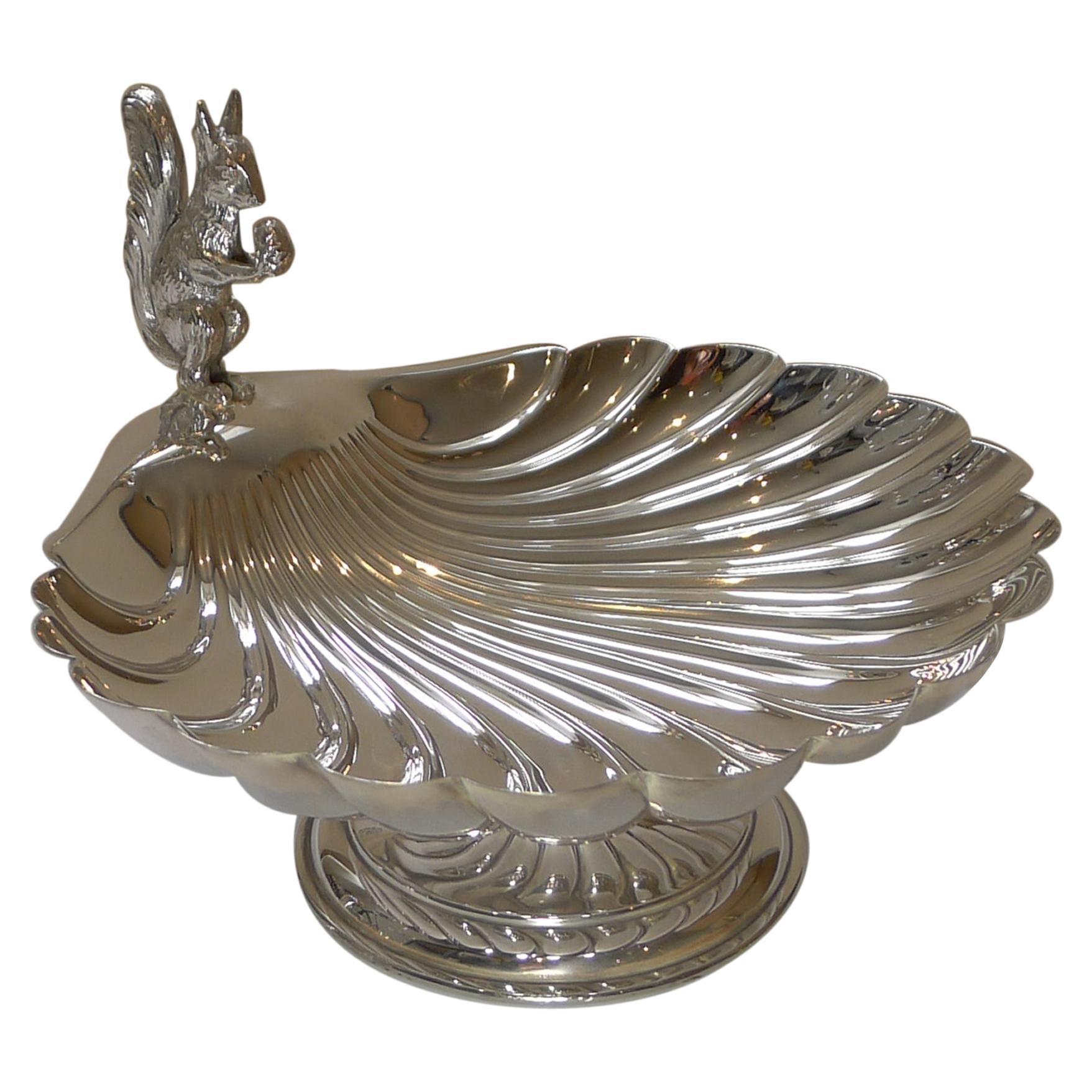 Antique English Silver Plated Squirrel Nut Dish by William Hutton, circa 1890