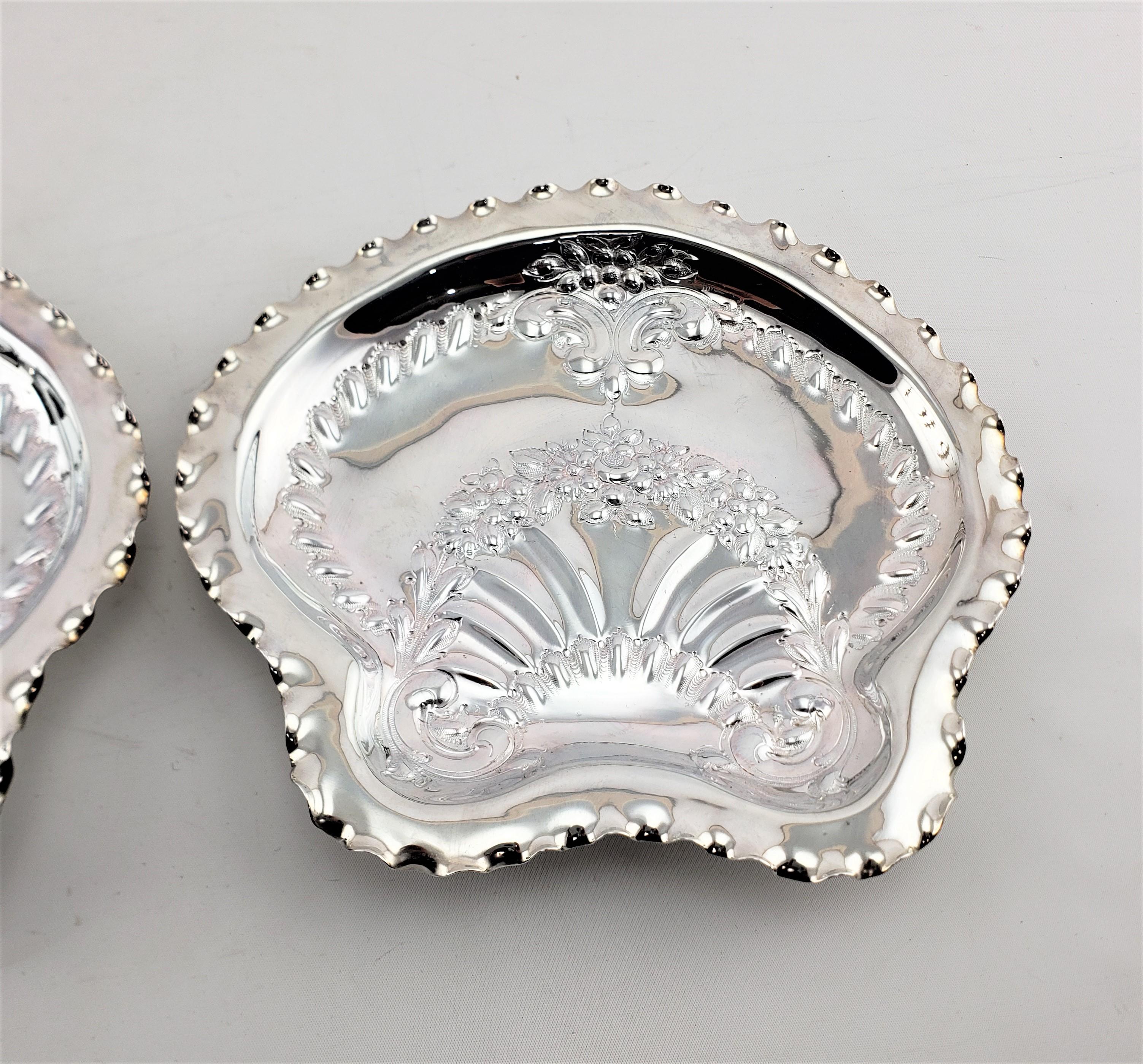 Antique English Silver Plated Strawberry Server Set with Figural Shell Dishes For Sale 8