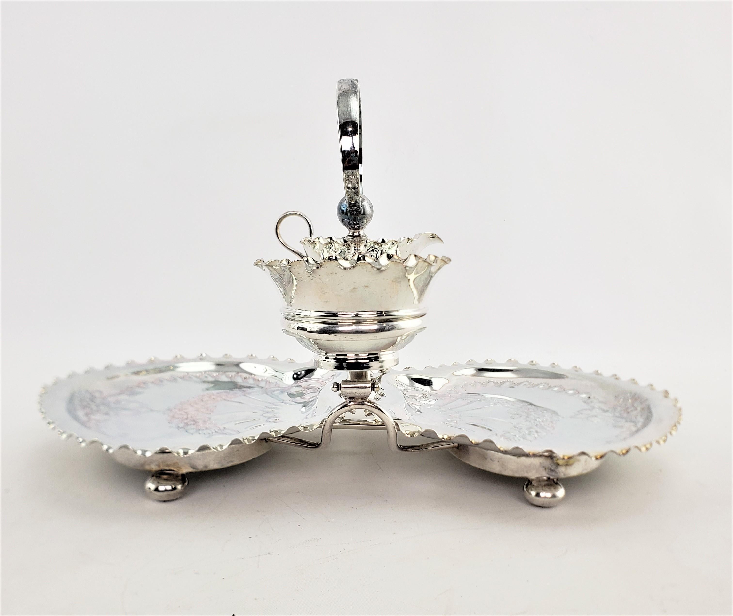 Antique English Silver Plated Strawberry Server Set with Figural Shell Dishes For Sale 1