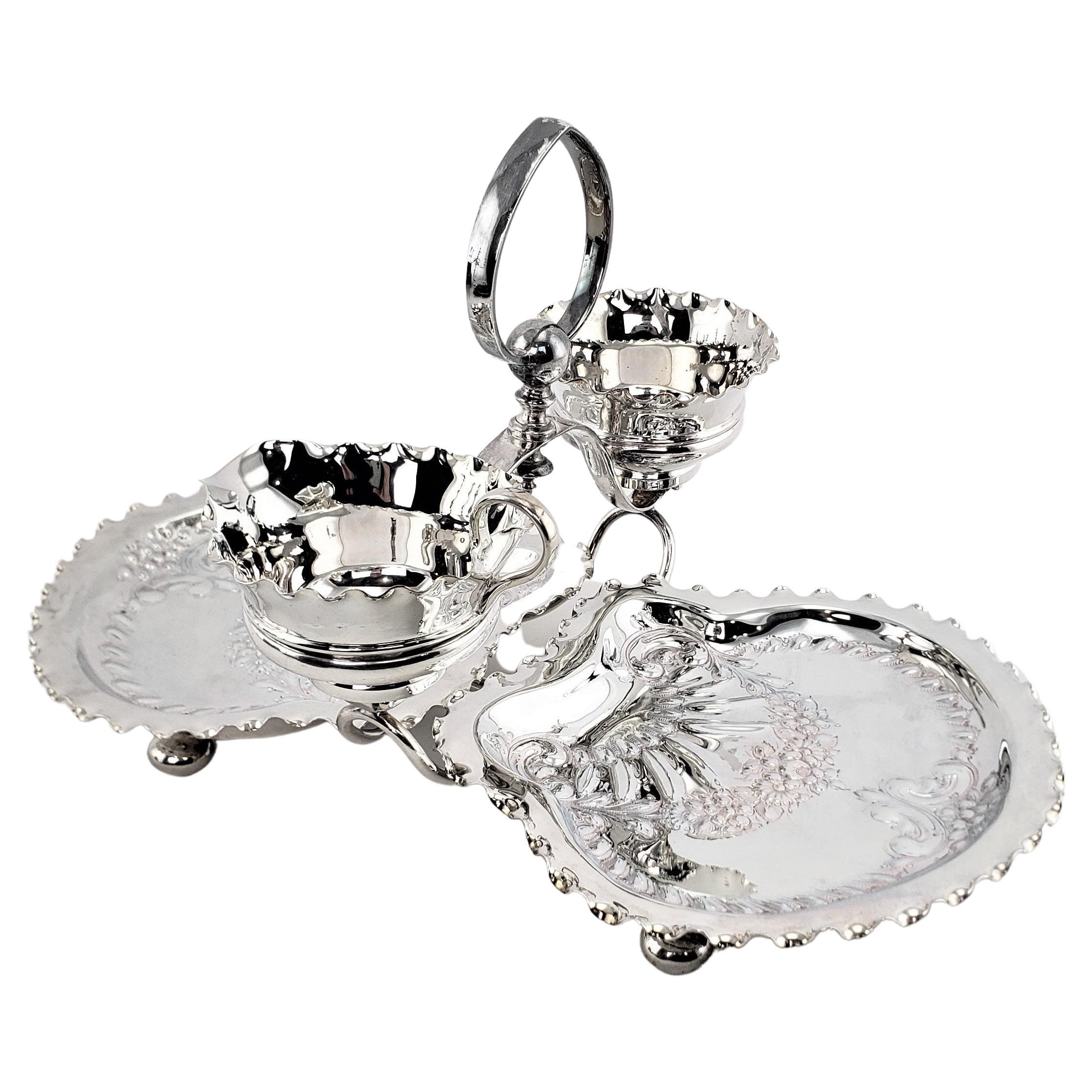 Antique English Silver Plated Strawberry Server Set with Figural Shell Dishes For Sale