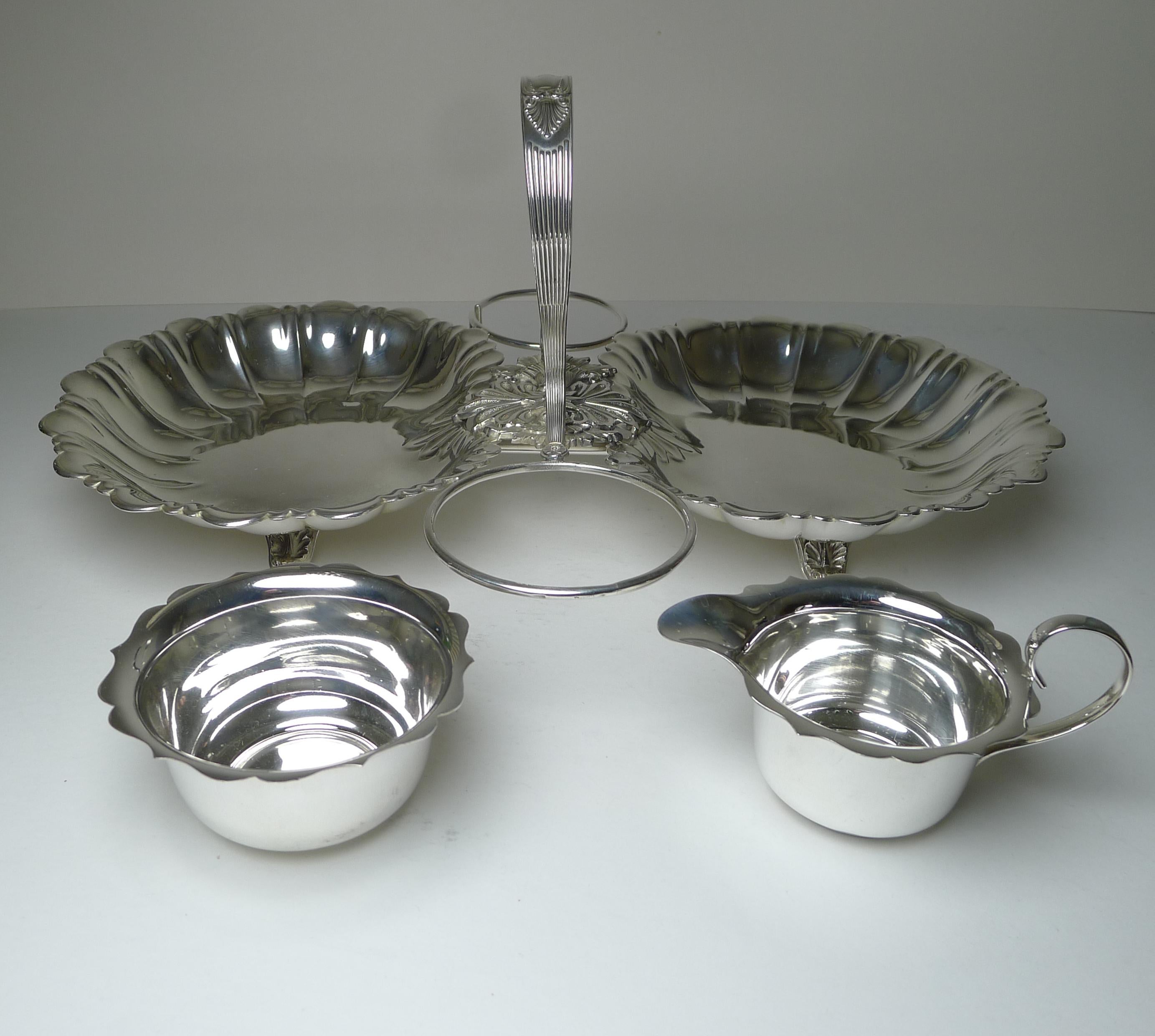 19th Century Antique English Silver Plated Strawberry Set by Walker & Hall, c.1895