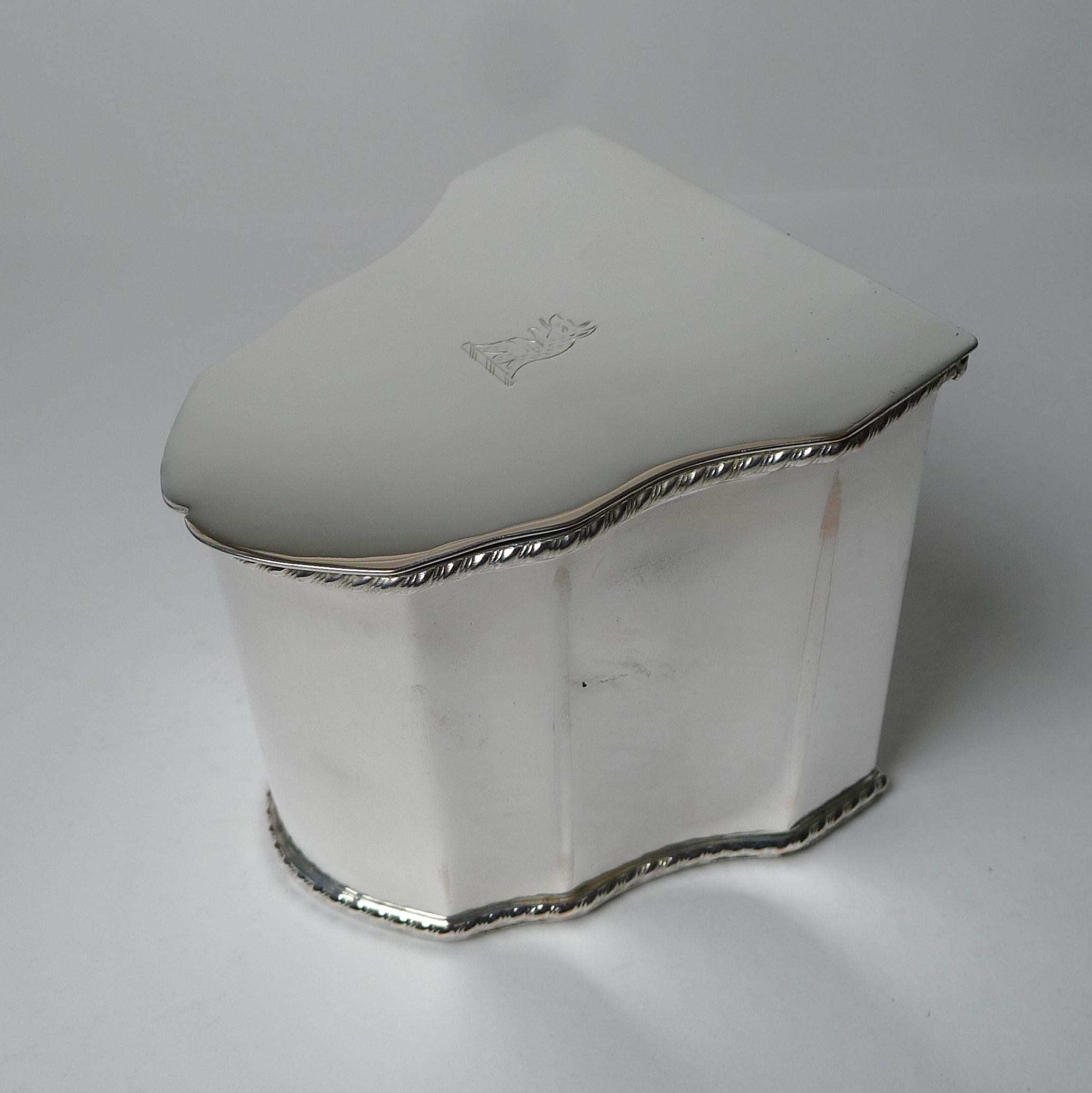Late 19th Century Antique English Silver Plated Tea Caddy - Knife Box Shape