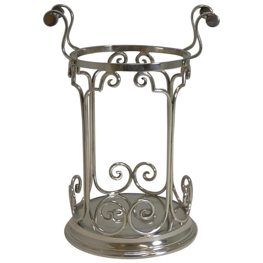 Antique Edwardian Silver Plated Wine Bottle Holder or Pourer with Acorn