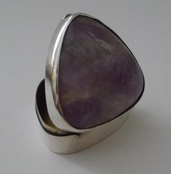 Antique English Silver / Sterling & Amethyst Pill Box - 1913