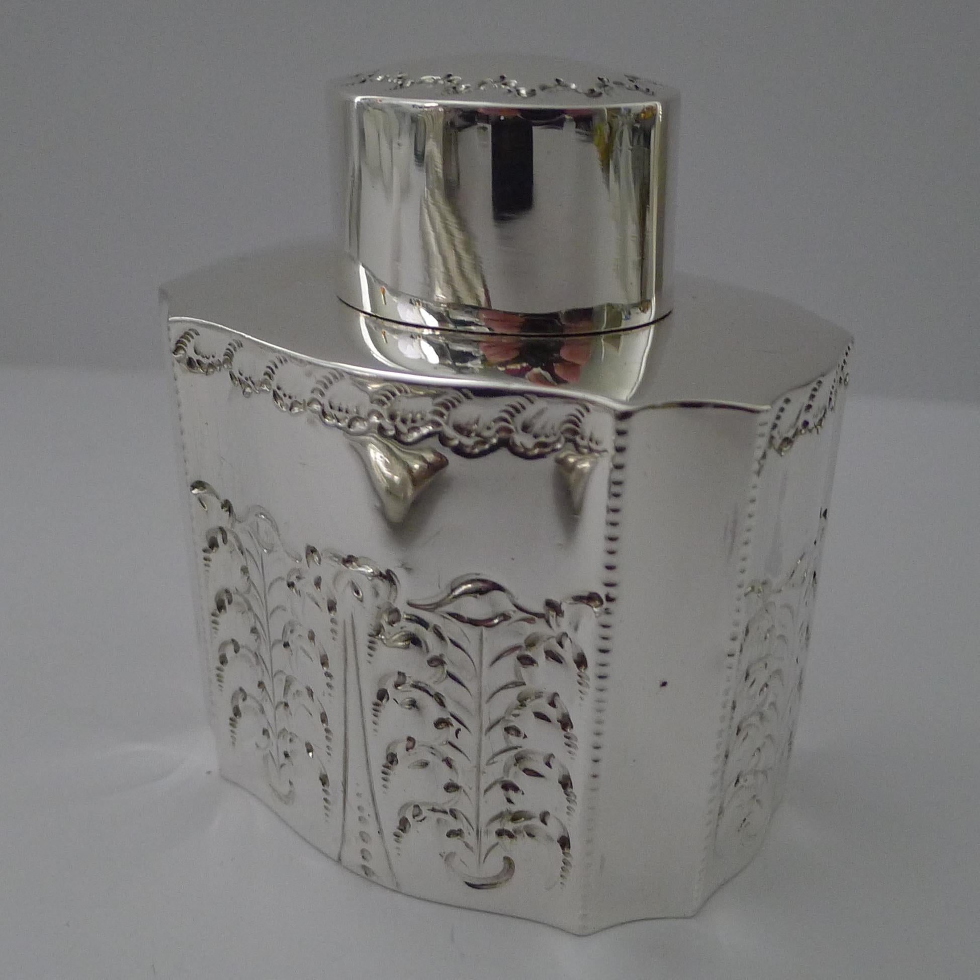 Caja de plata inglesa antigua para el té - Sheffield 1893 - Atkin Brothers Victoriano tardío en venta