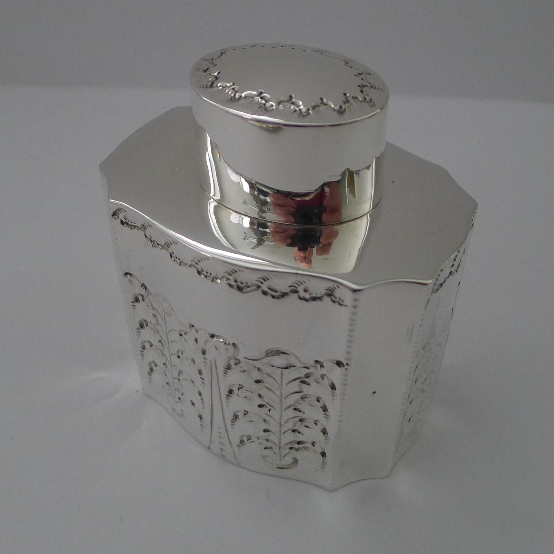 Caja de plata inglesa antigua para el té - Sheffield 1893 - Atkin Brothers Británico en venta