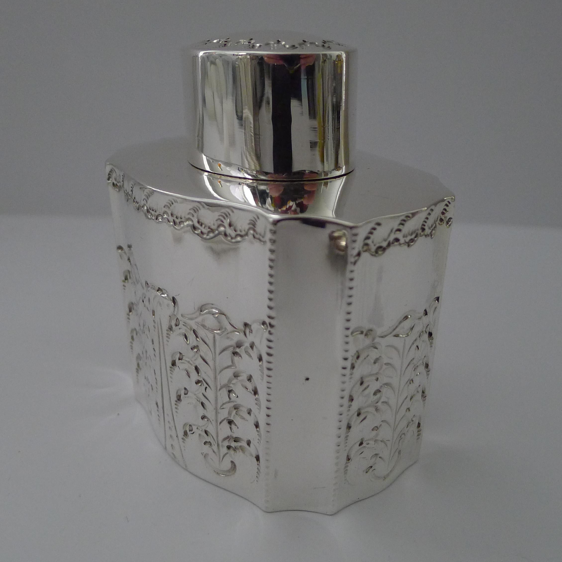 Caja de plata inglesa antigua para el té - Sheffield 1893 - Atkin Brothers en Bueno estado para la venta en Bath, GB