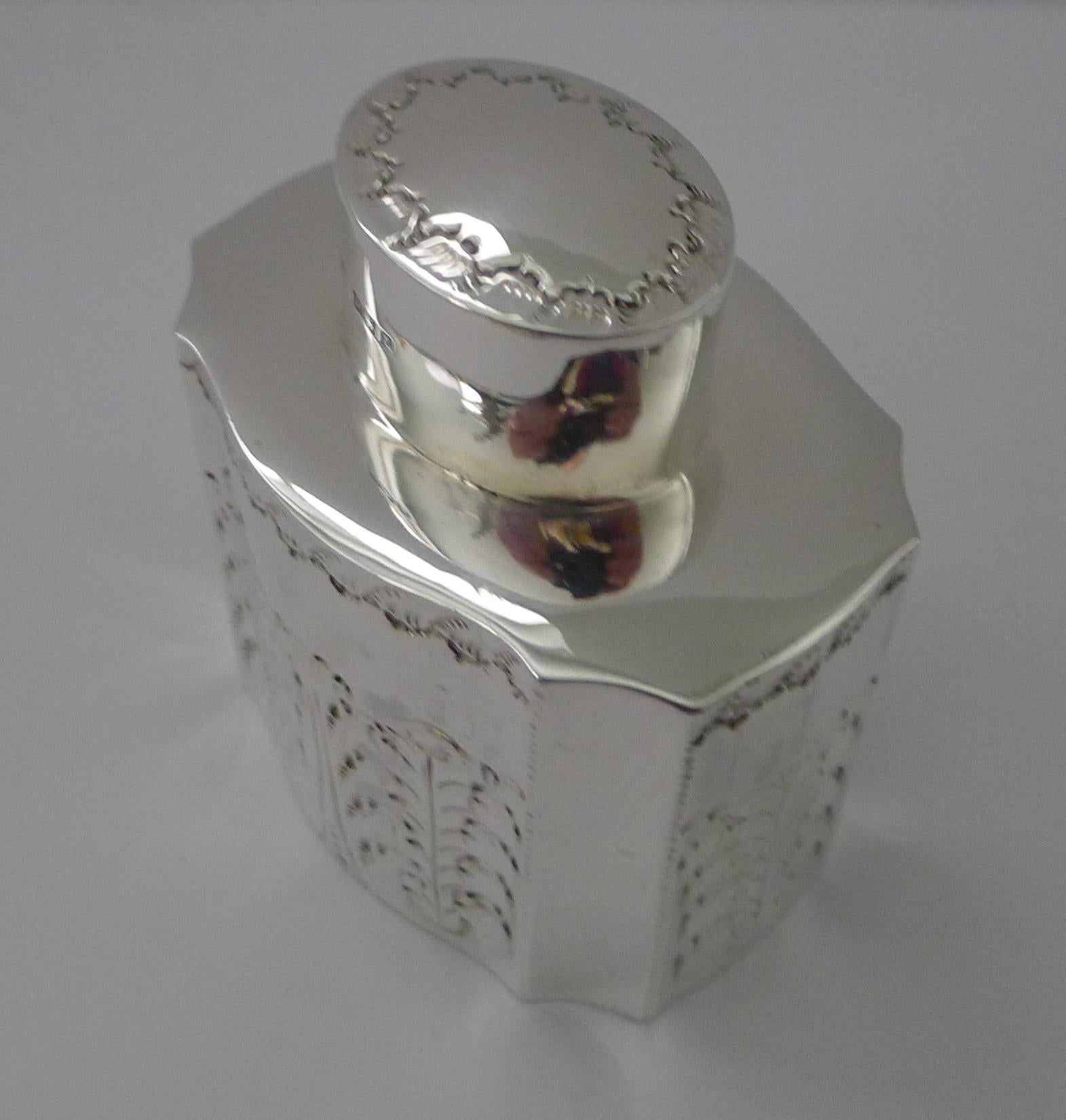 Caja de plata inglesa antigua para el té - Sheffield 1893 - Atkin Brothers en venta 1