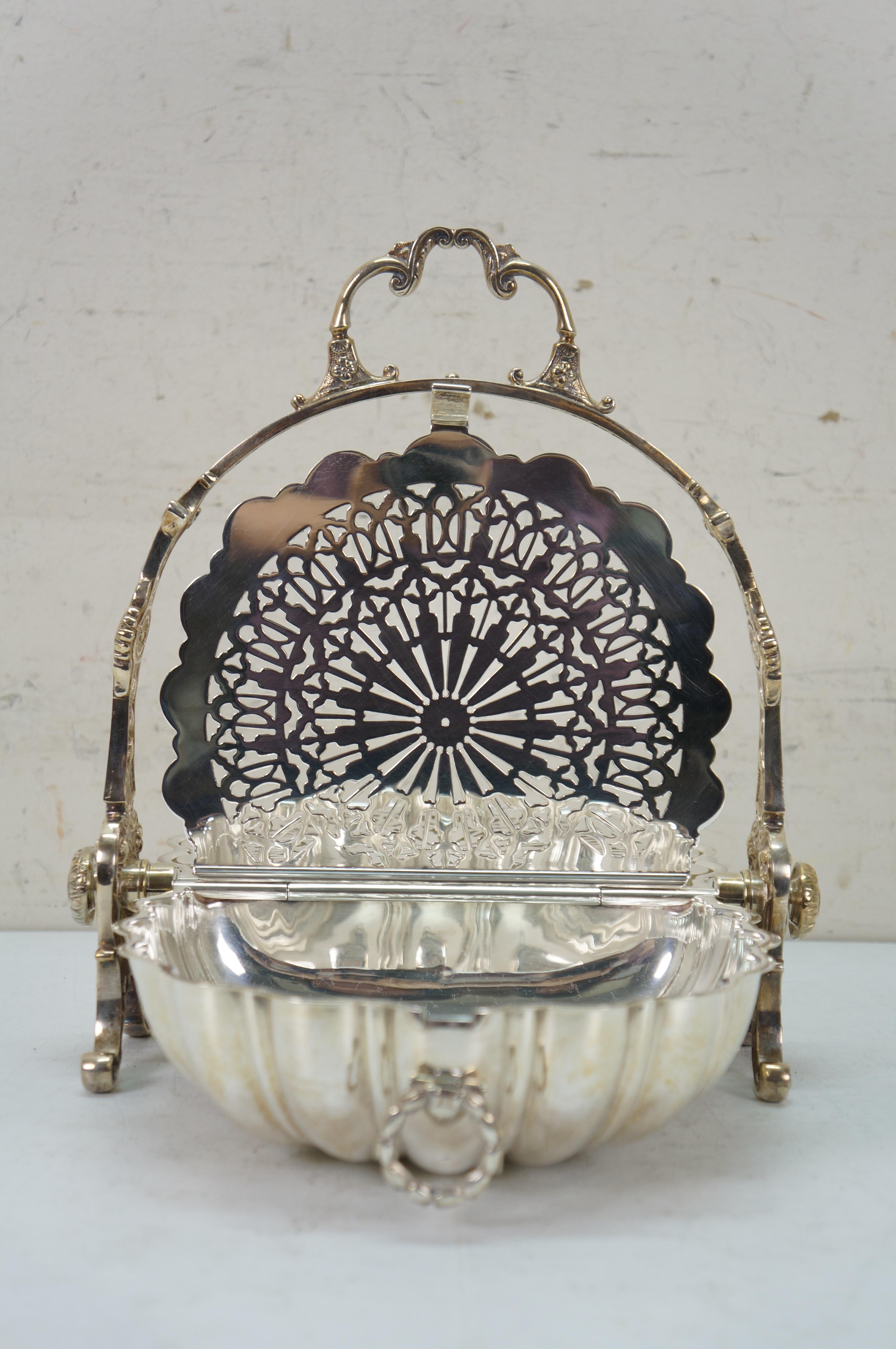 Antique English Silverplate Scalloped Clam Shell Biscuit Box Bun Warmer 11