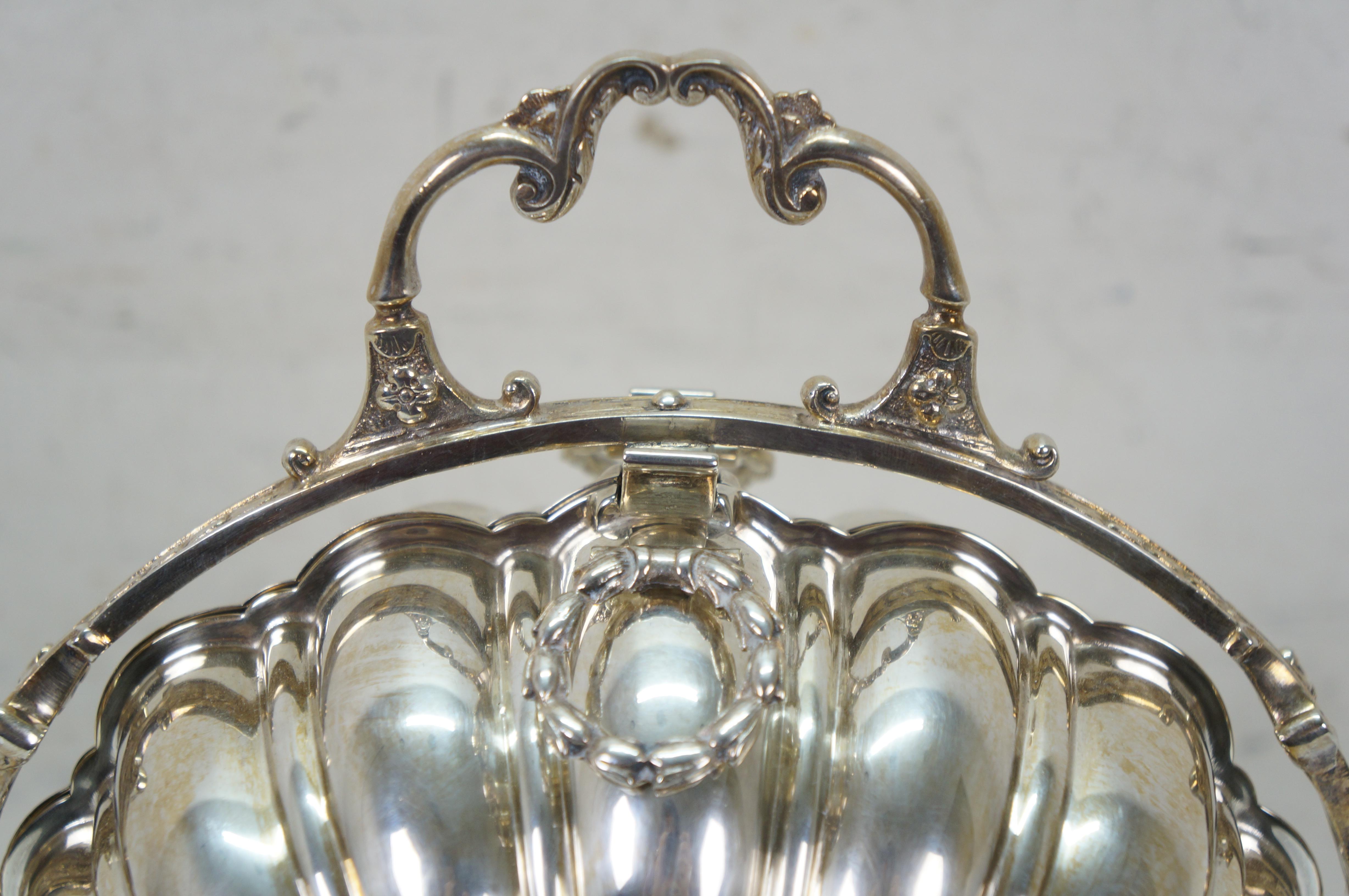 Antique English Silverplate Scalloped Clam Shell Biscuit Box Bun Warmer 11