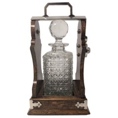 Antique English Single Bottle Tantalus with Sheffield Silver Plated Mounts, 1880