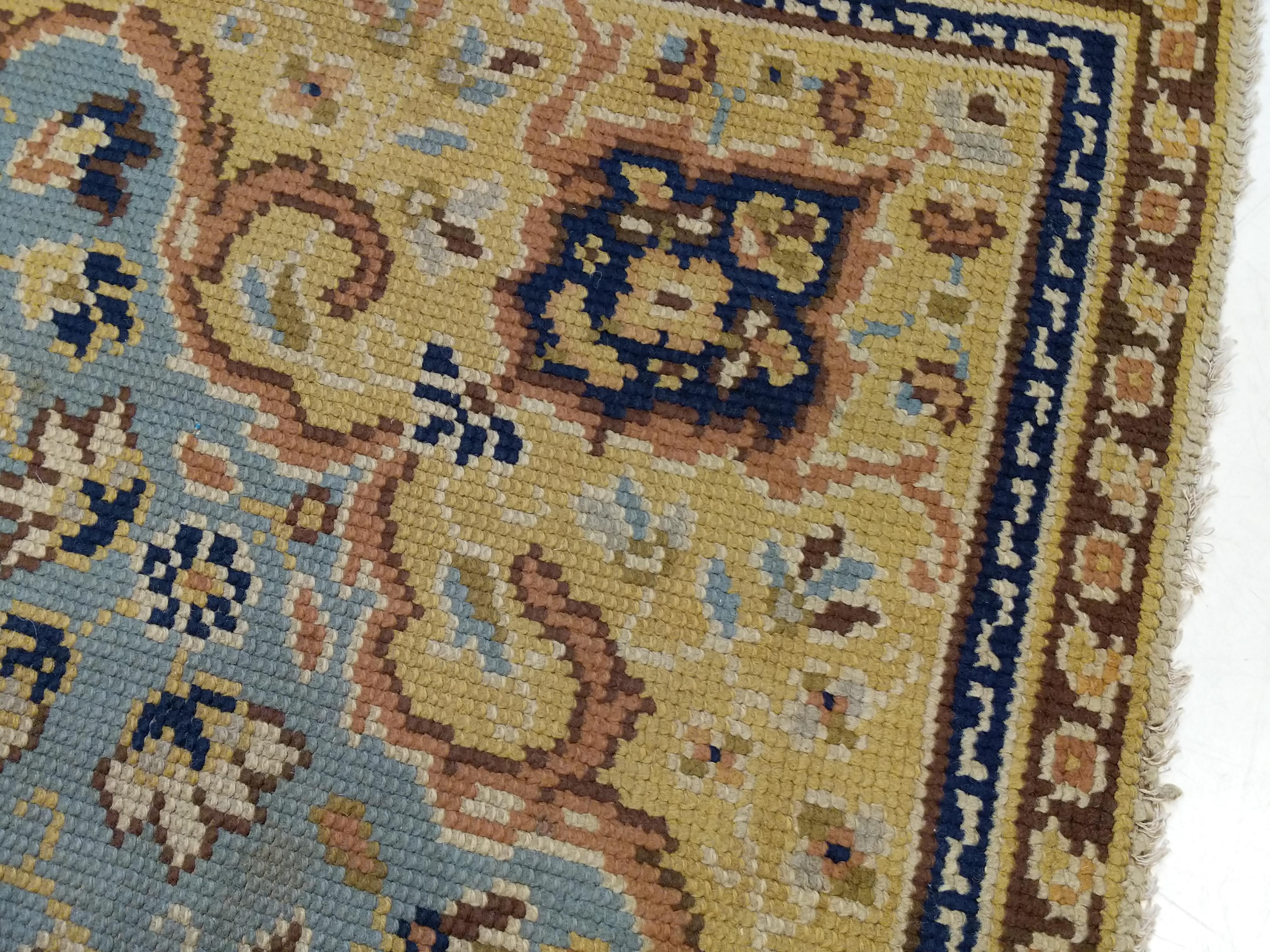 Wool Antique English Sky Blue Orientalist Rug For Sale