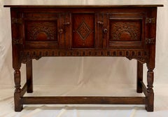 Antique English Small Oak "Jacobean" Cabinet, Circa 1880's.