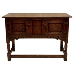 Antique English Small Oak "Jacobean" Cabinet, Circa 1880's.