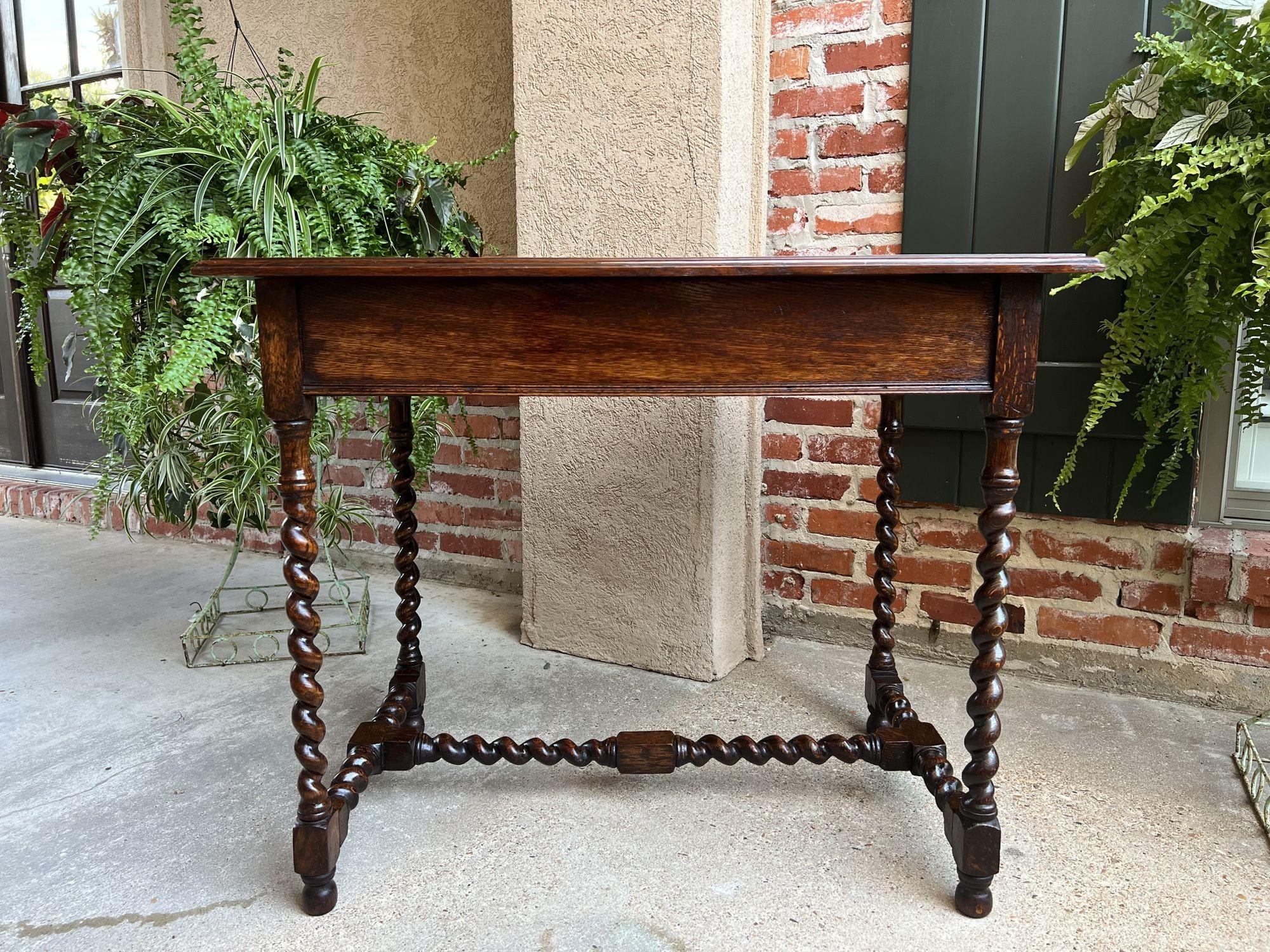 Antique English Sofa Console Table Barley Twist Tiger Oak Jacobean Side Table 10