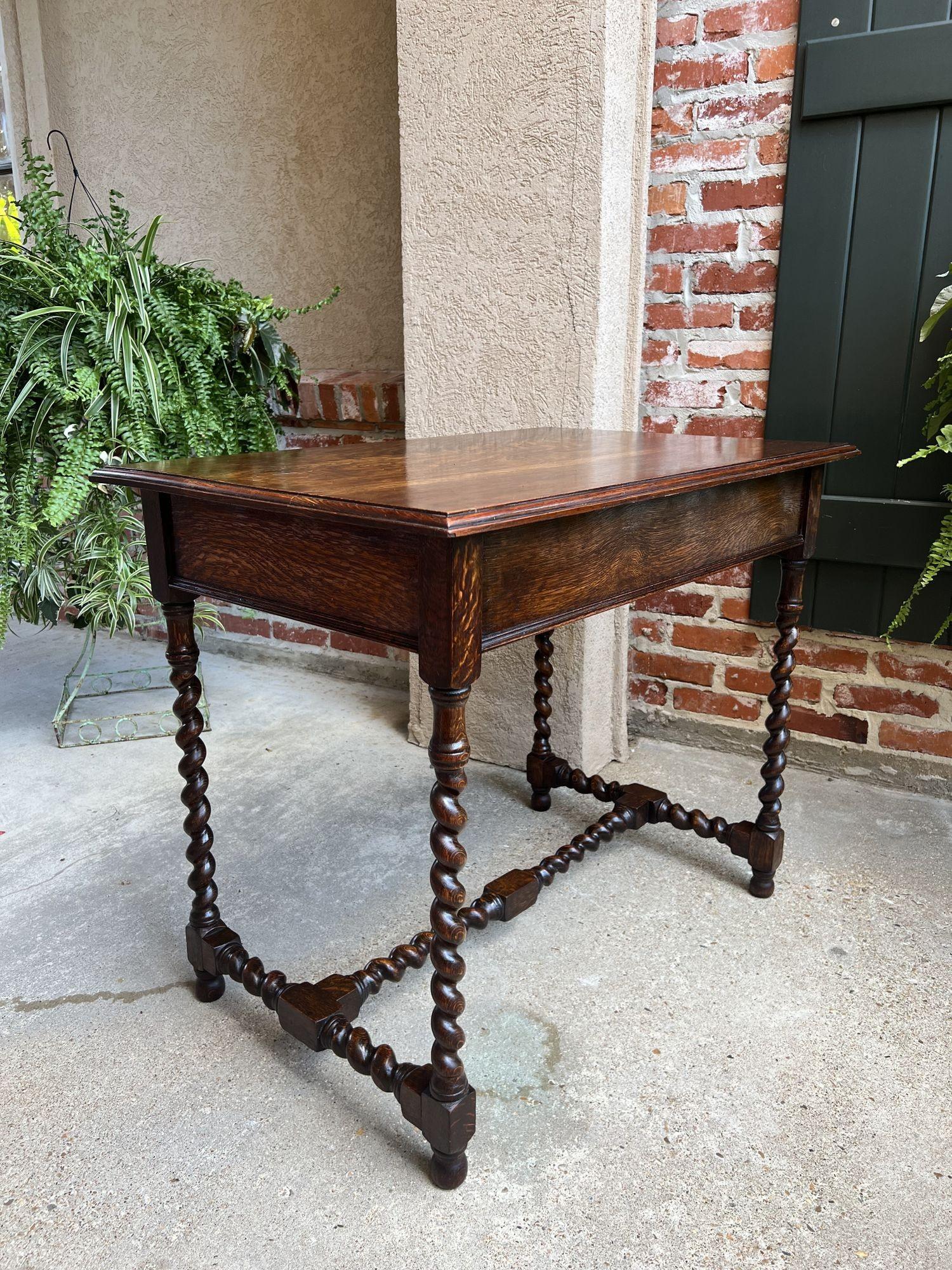 Antique English Sofa Console Table Barley Twist Tiger Oak Jacobean Side Table 11