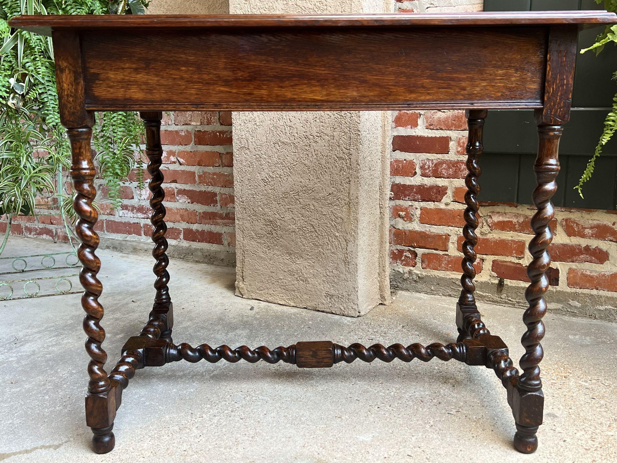 Antique English Sofa Console Table Barley Twist Tiger Oak Jacobean Side Table 14