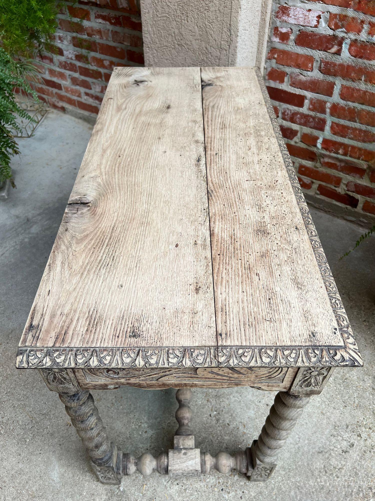 Antique English Sofa Console Table Bleached Jacobean Carved Oak Foyer Table For Sale 5