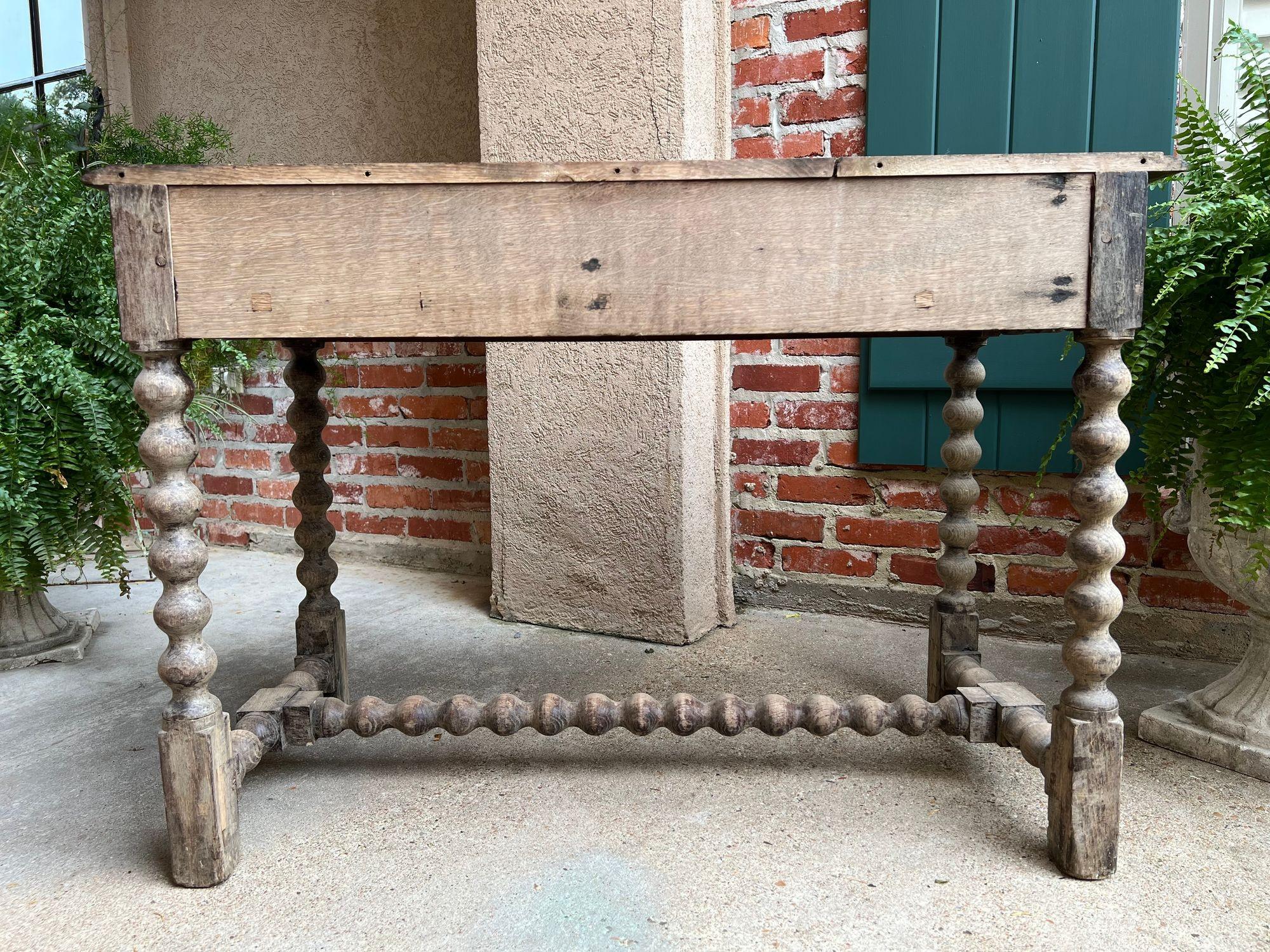 Antique English Sofa Console Table Bleached Jacobean Carved Oak Foyer Table For Sale 7