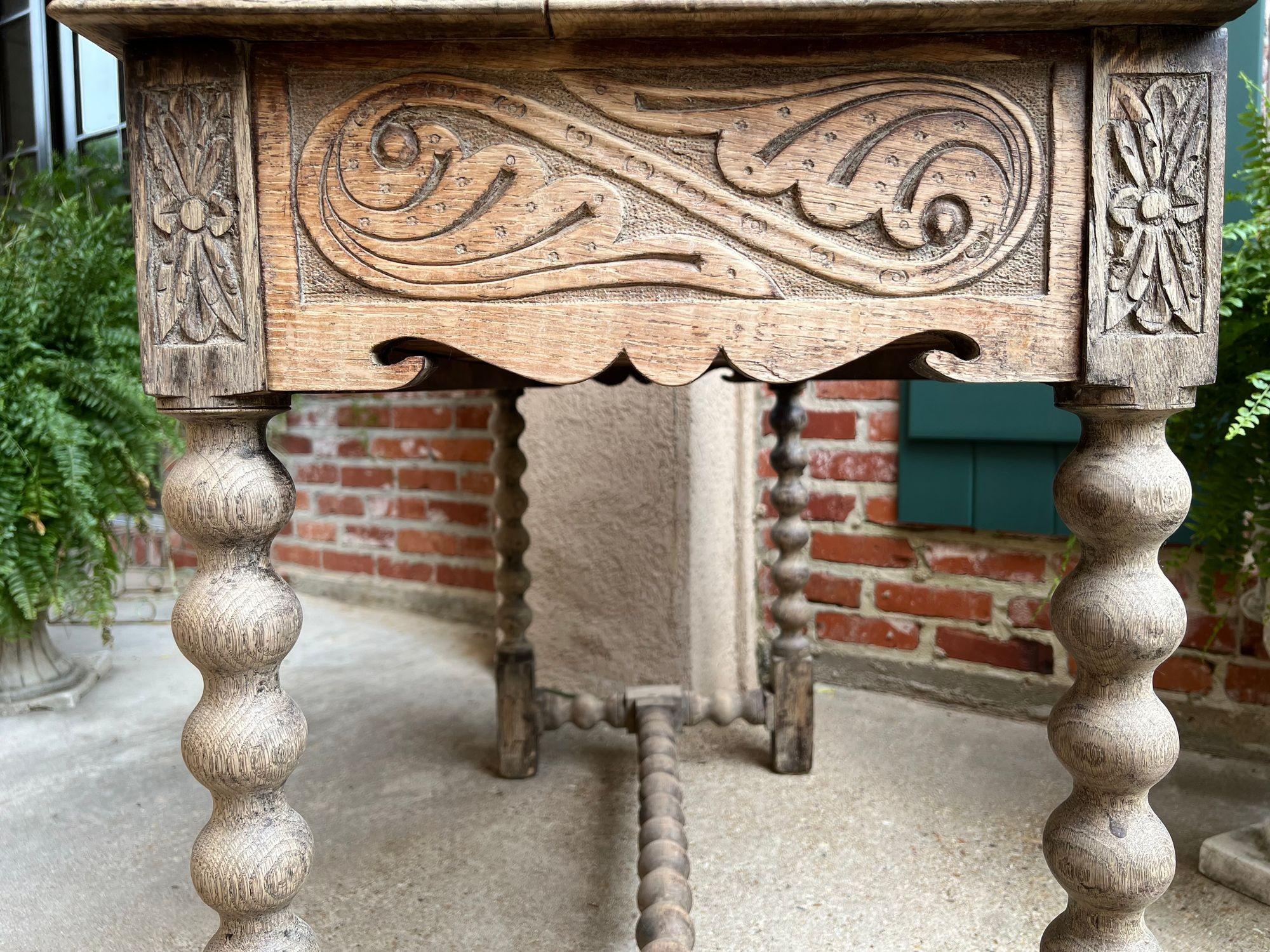Antique English Sofa Console Table Bleached Jacobean Carved Oak Foyer Table For Sale 14
