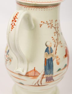 18th Century English Porcelain Coffee Pot Hand-Painted Liverpool  Circa 1785