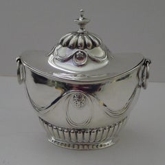 Antique English Solid / Sterling Silver Tea Caddy - 1902