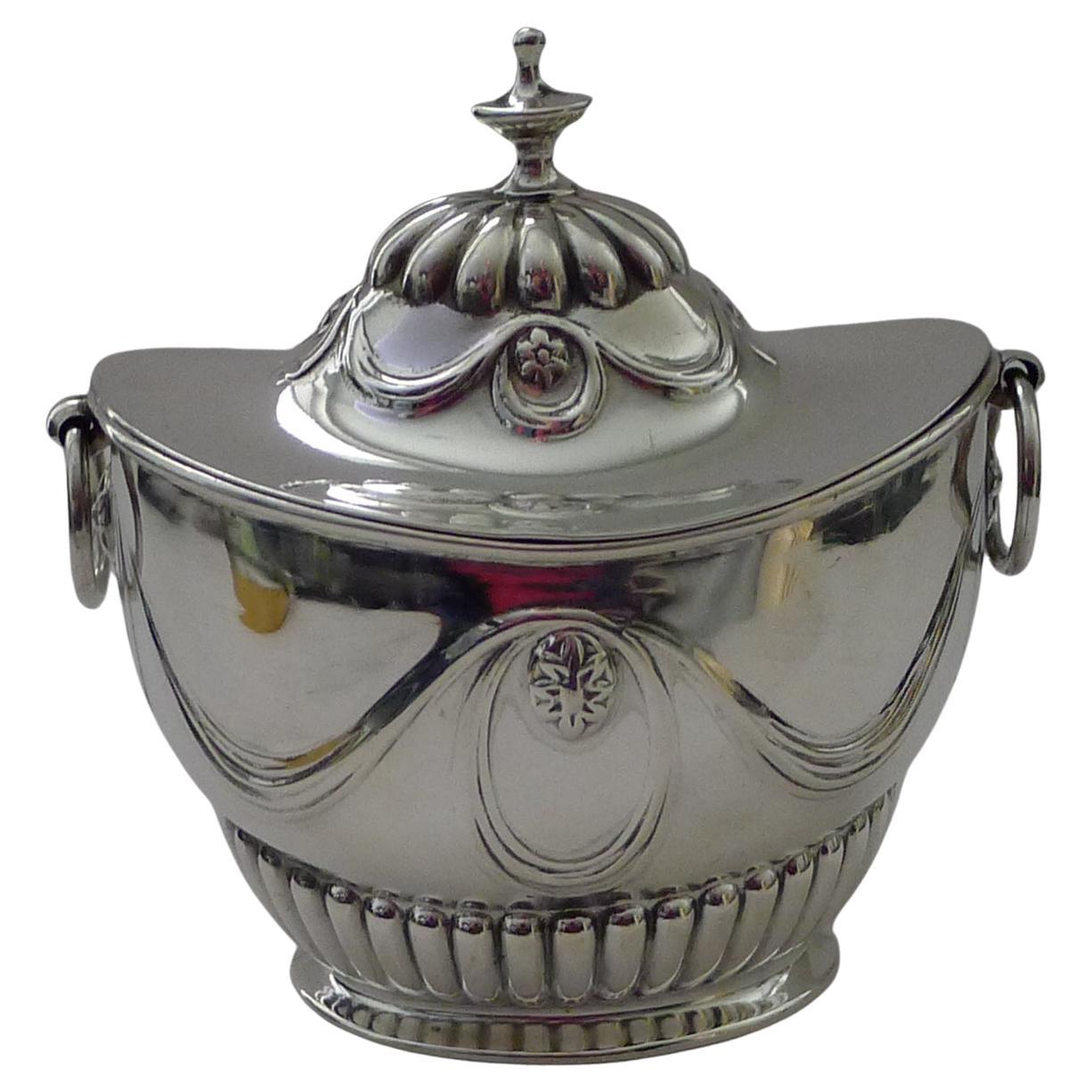 Antique English Solid / Sterling Silver Tea Caddy - 1902