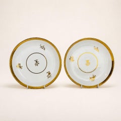 Antique English Spode Porcelain Plates with Gilt Sprigs, Circa 1820