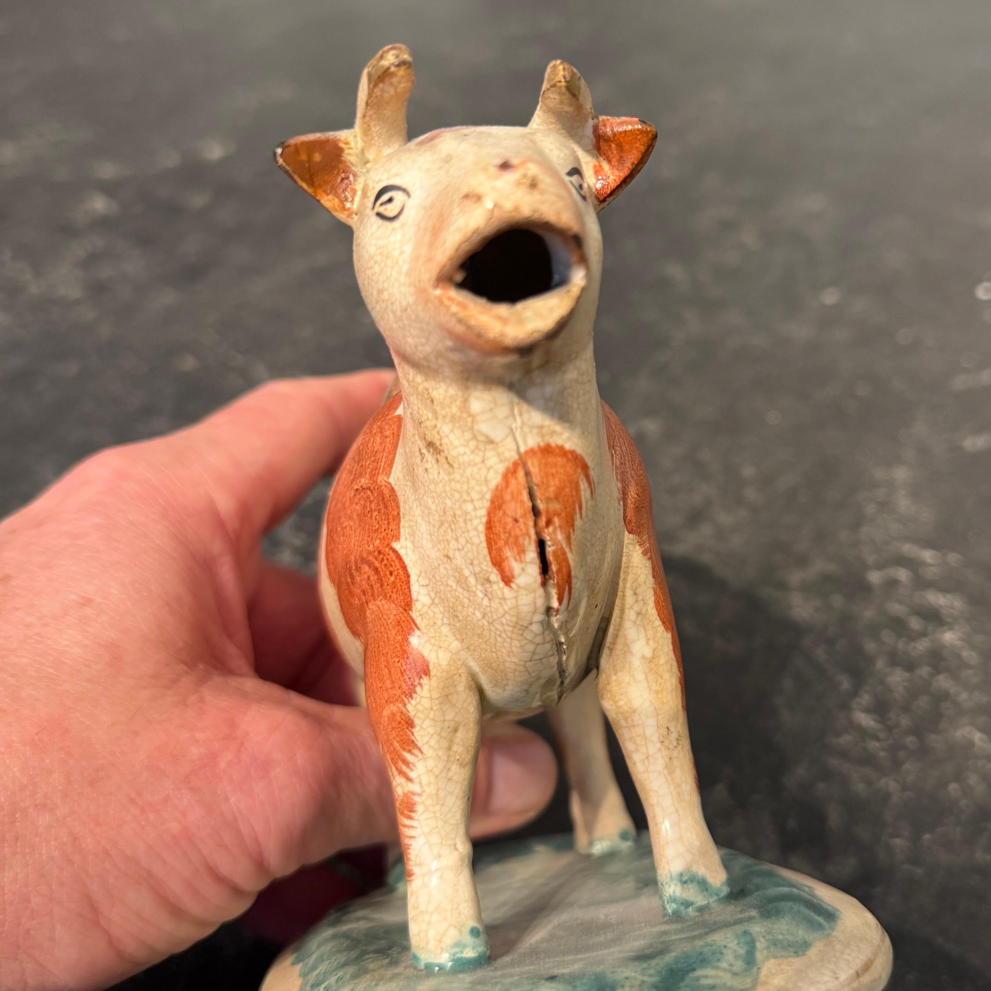 Cremera inglesa antigua de vaca y toro de Staffordshire, hacia 1840 en venta 5