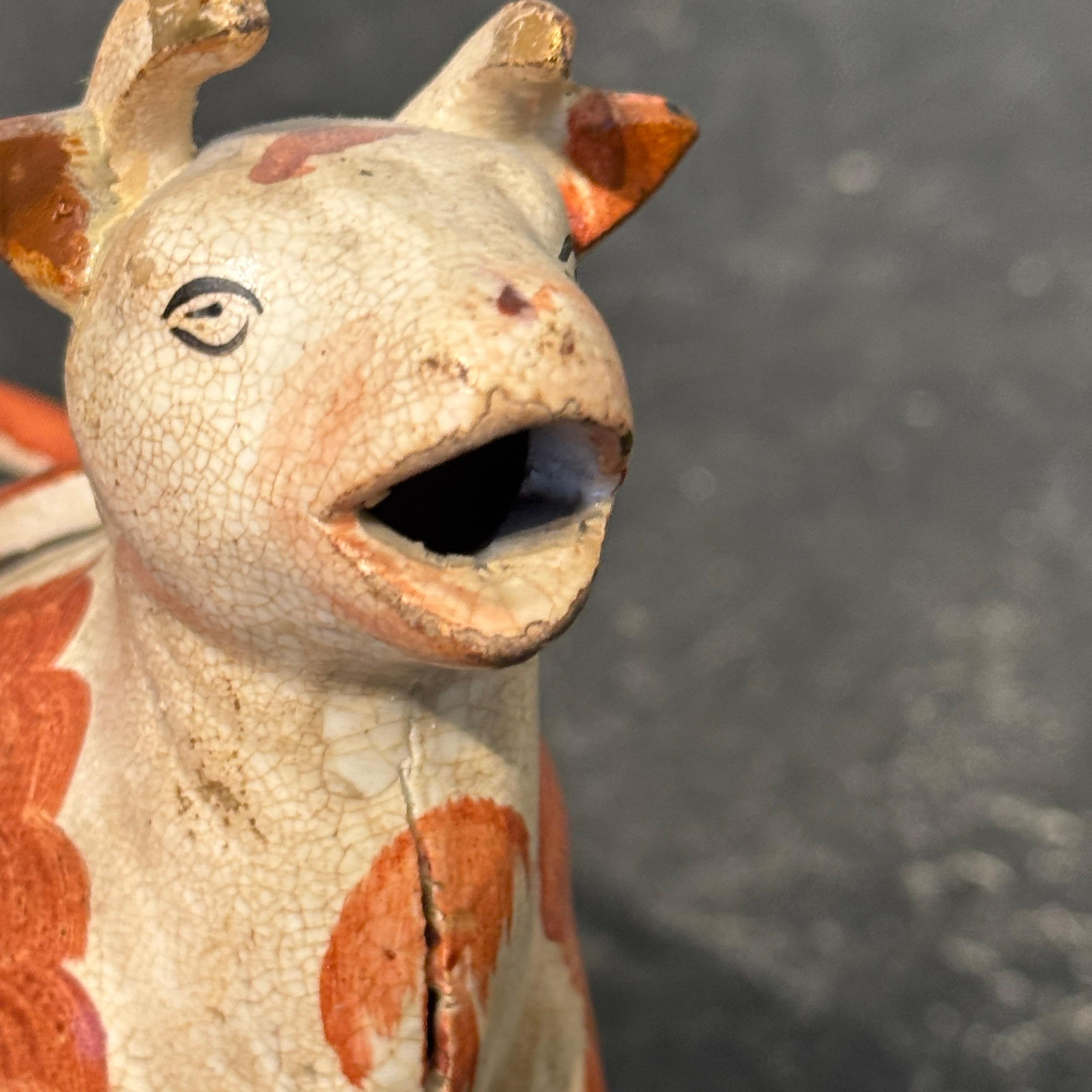Cremera inglesa antigua de vaca y toro de Staffordshire, hacia 1840 en venta 6