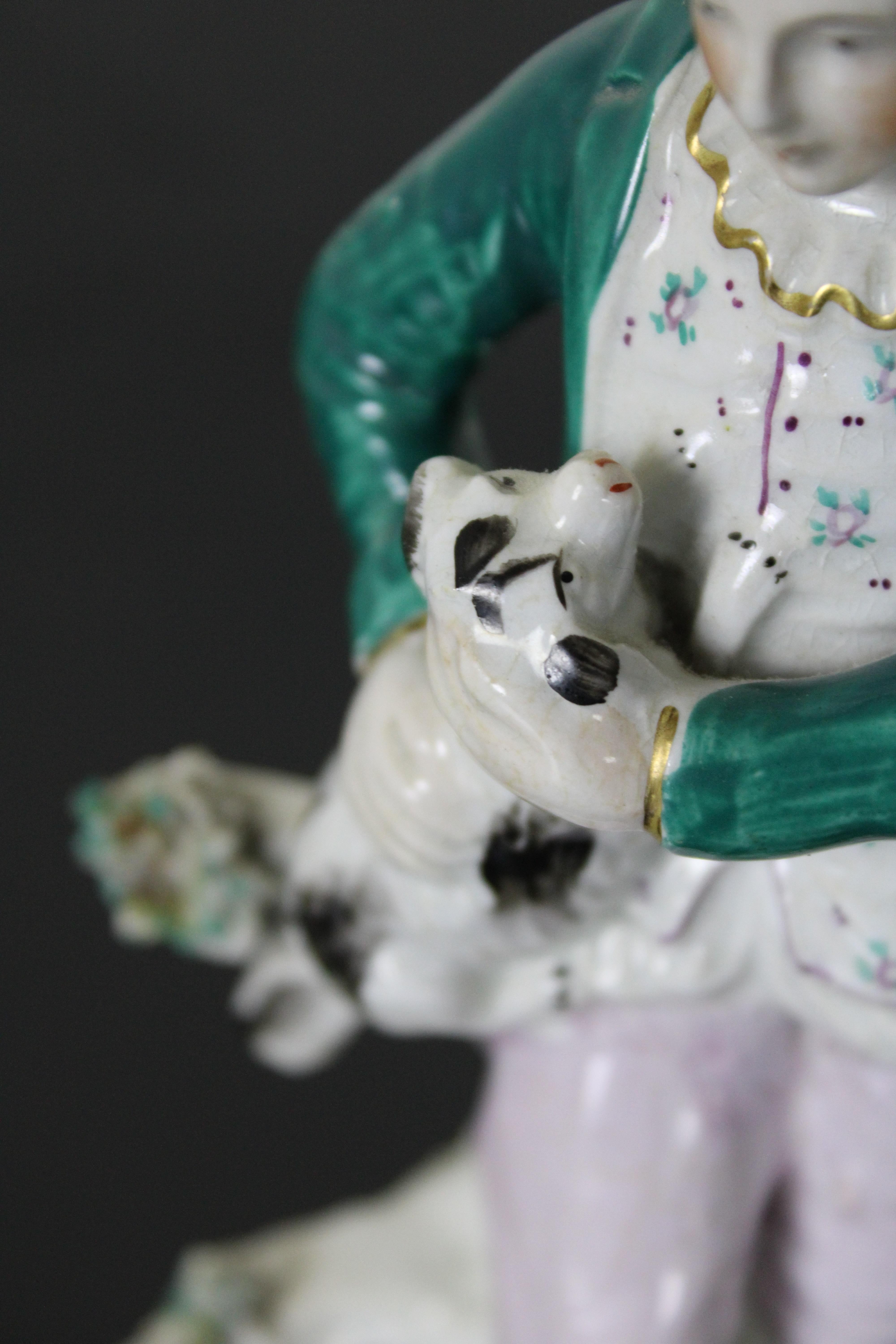 Antique English Staffordshire Porcelain Figurine Man with Spotted Dog 4
