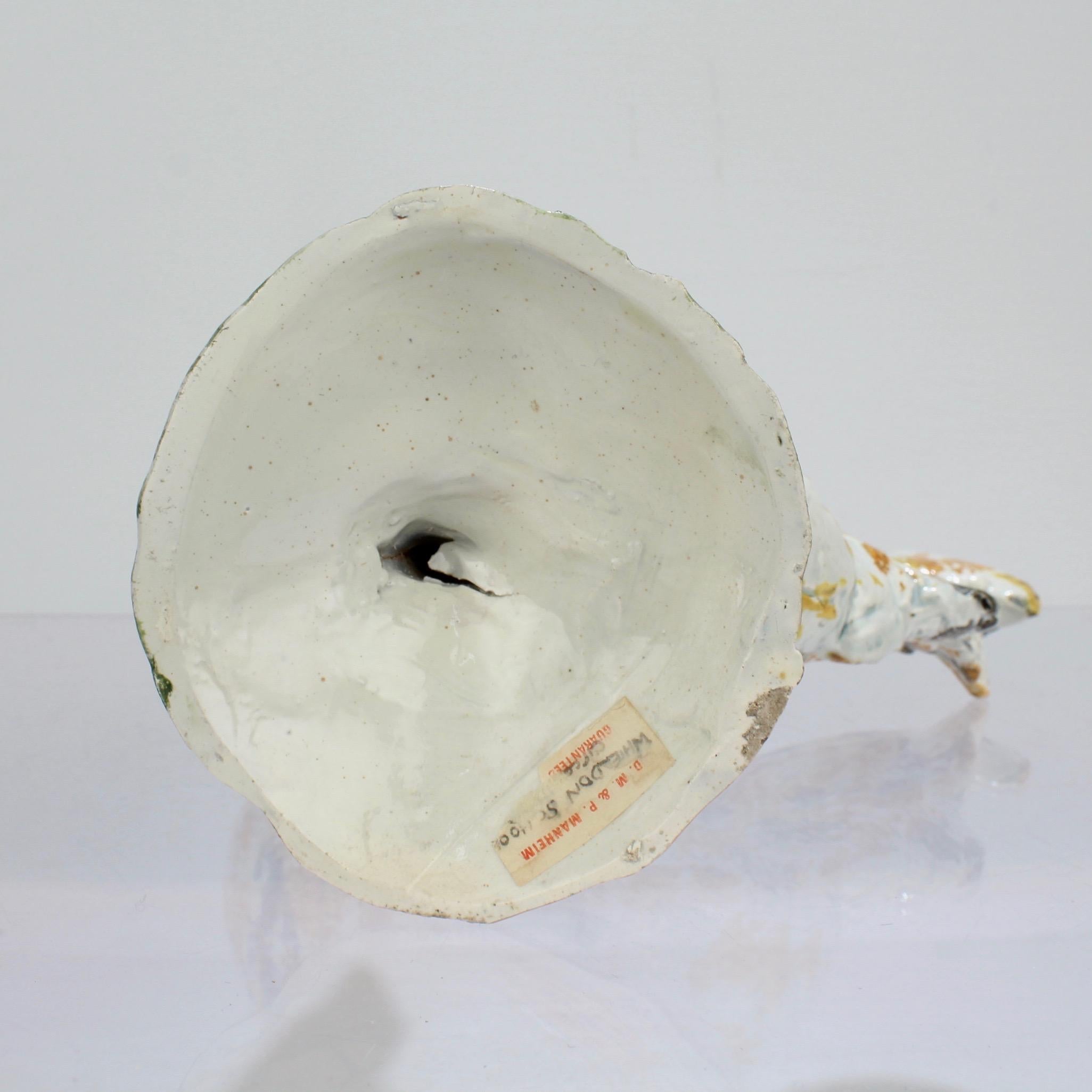 Figurilla antigua de cerámica inglesa Staffordshire Prattware Gallo o Cockrel en venta 2