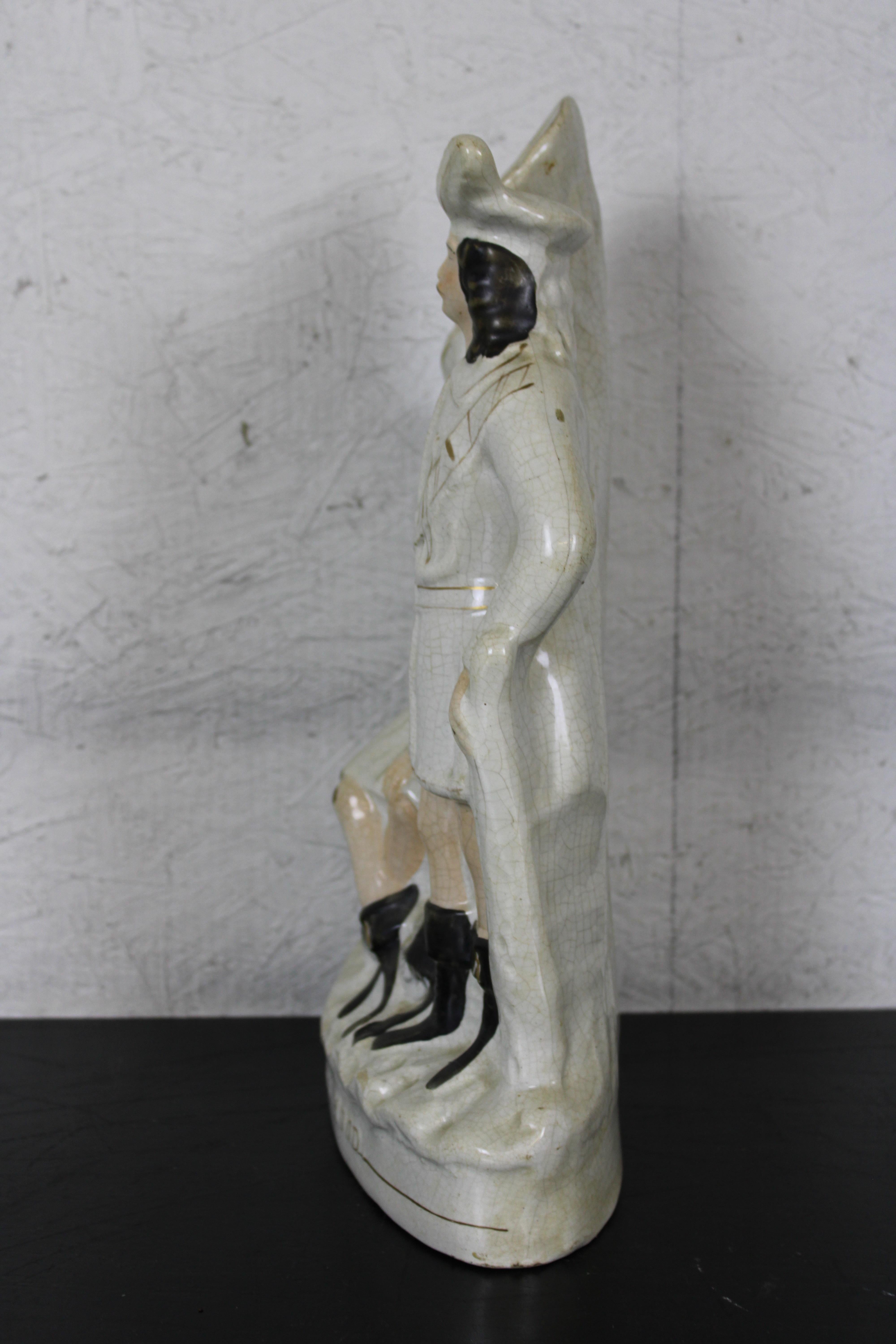 Antique English Staffordshire Robin Hood Little John Spill Vase Spaniel Dog In Good Condition For Sale In Dayton, OH