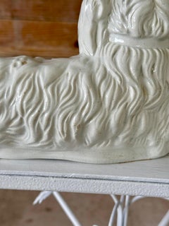 Antique English Staffordshire-Style Reclining Spaniel Dogs-Pair