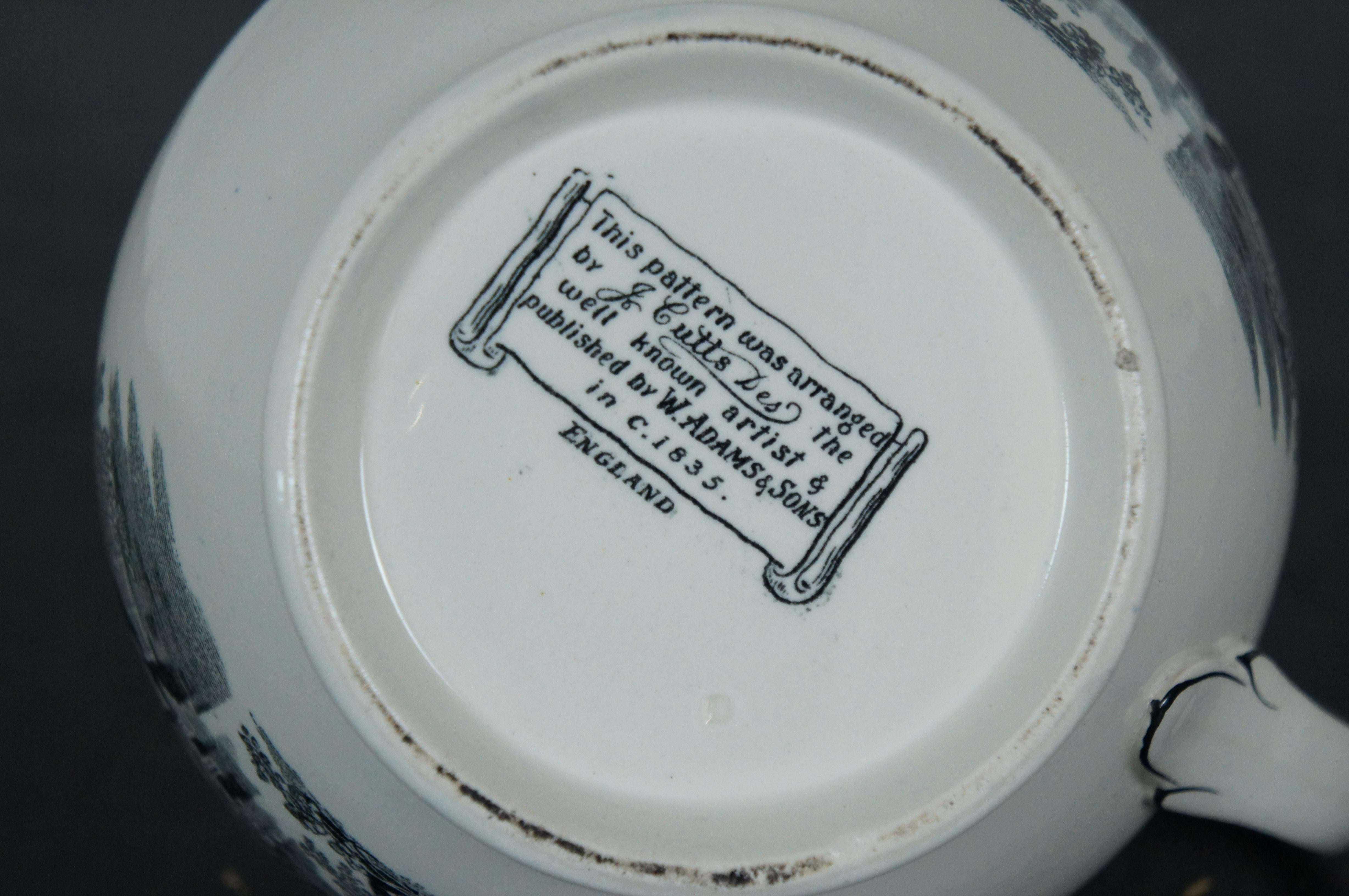 Antique English Staffordshire Transferware Serving Creamer Jug Pitcher For Sale 4