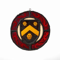 Antique English Stained Glass Heraldic Roundel
