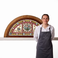 Antique English Stained Glass Overdoor Fanlight