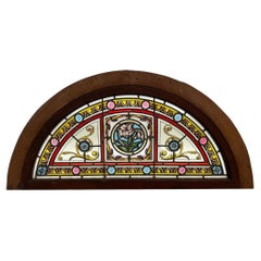 Used English Stained Glass Overdoor Fanlight