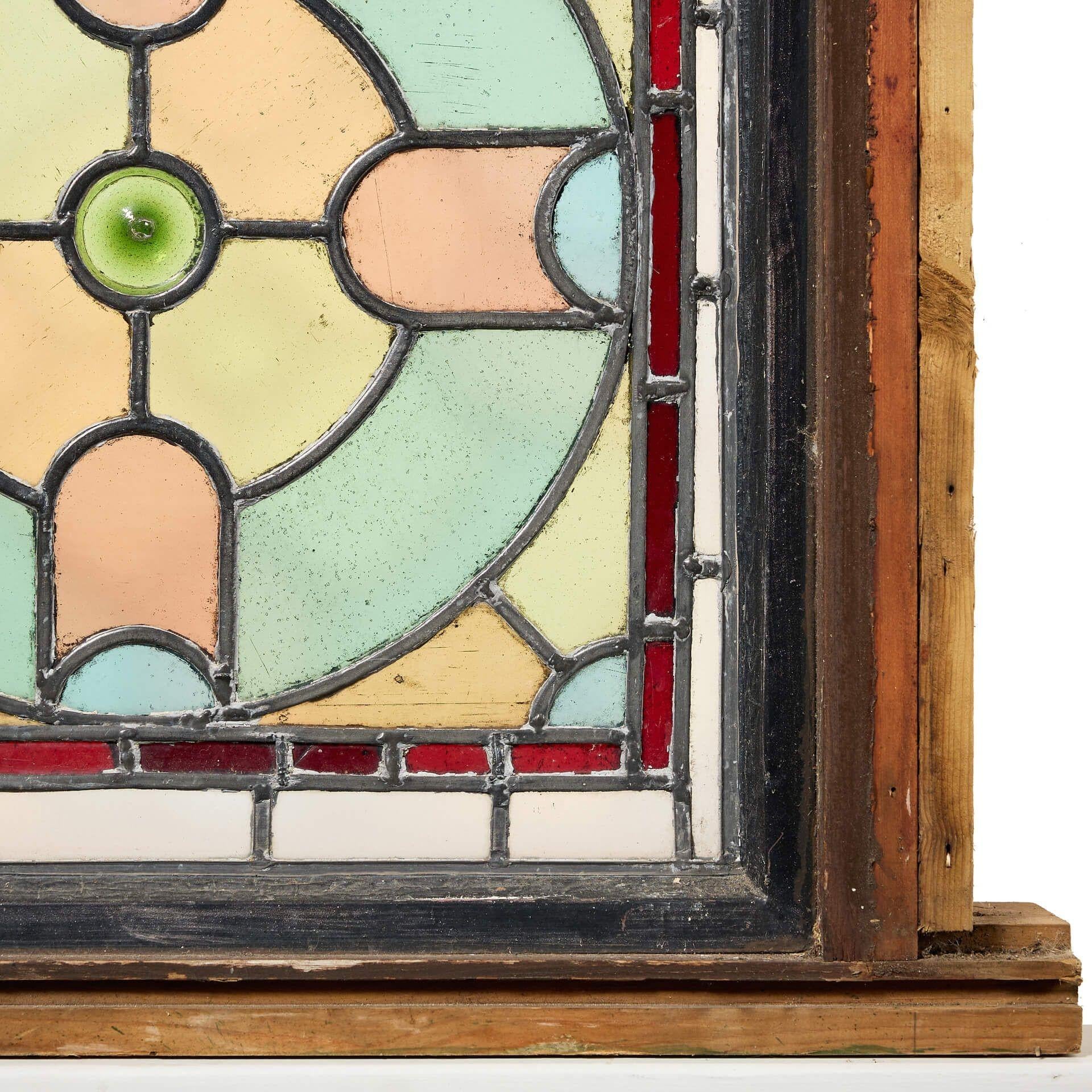 Antique English Stained Glass Window In Fair Condition For Sale In Wormelow, Herefordshire