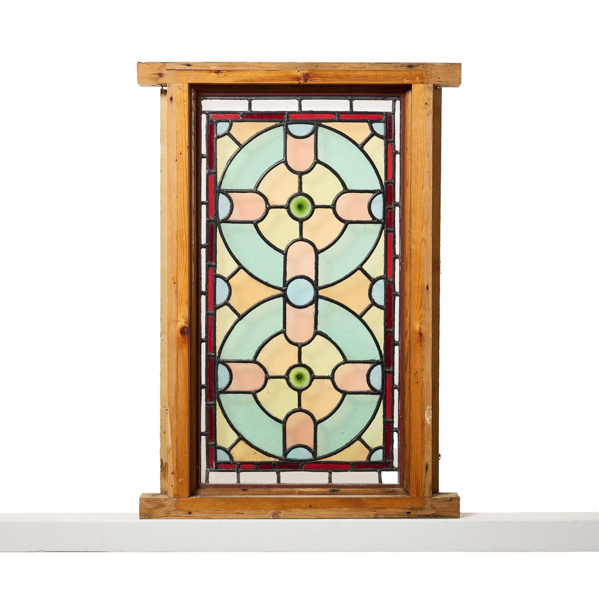 20th Century Antique English Stained Glass Window For Sale