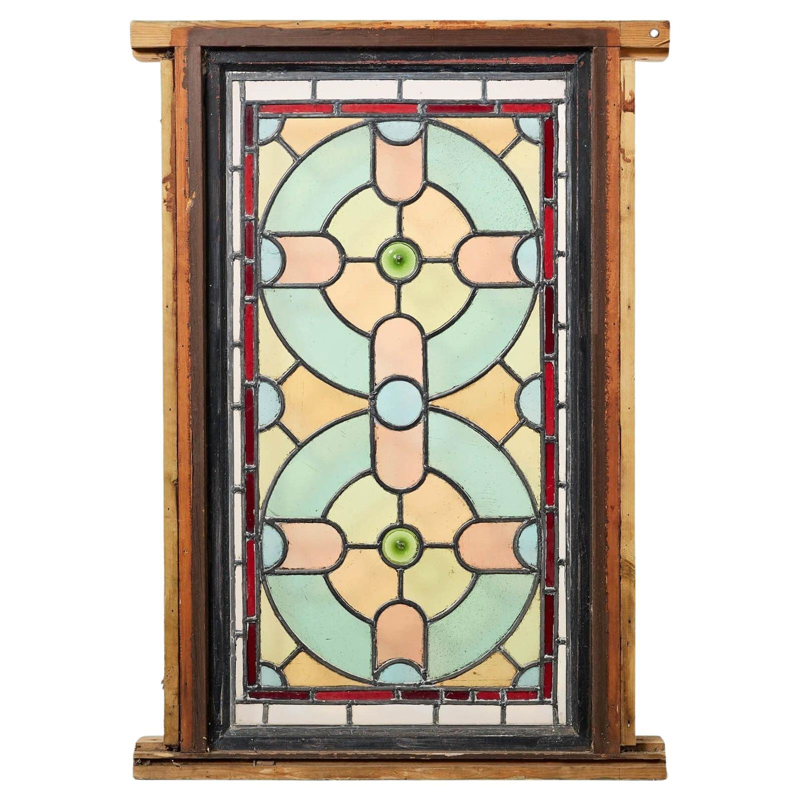 Antique English Stained Glass Window For Sale