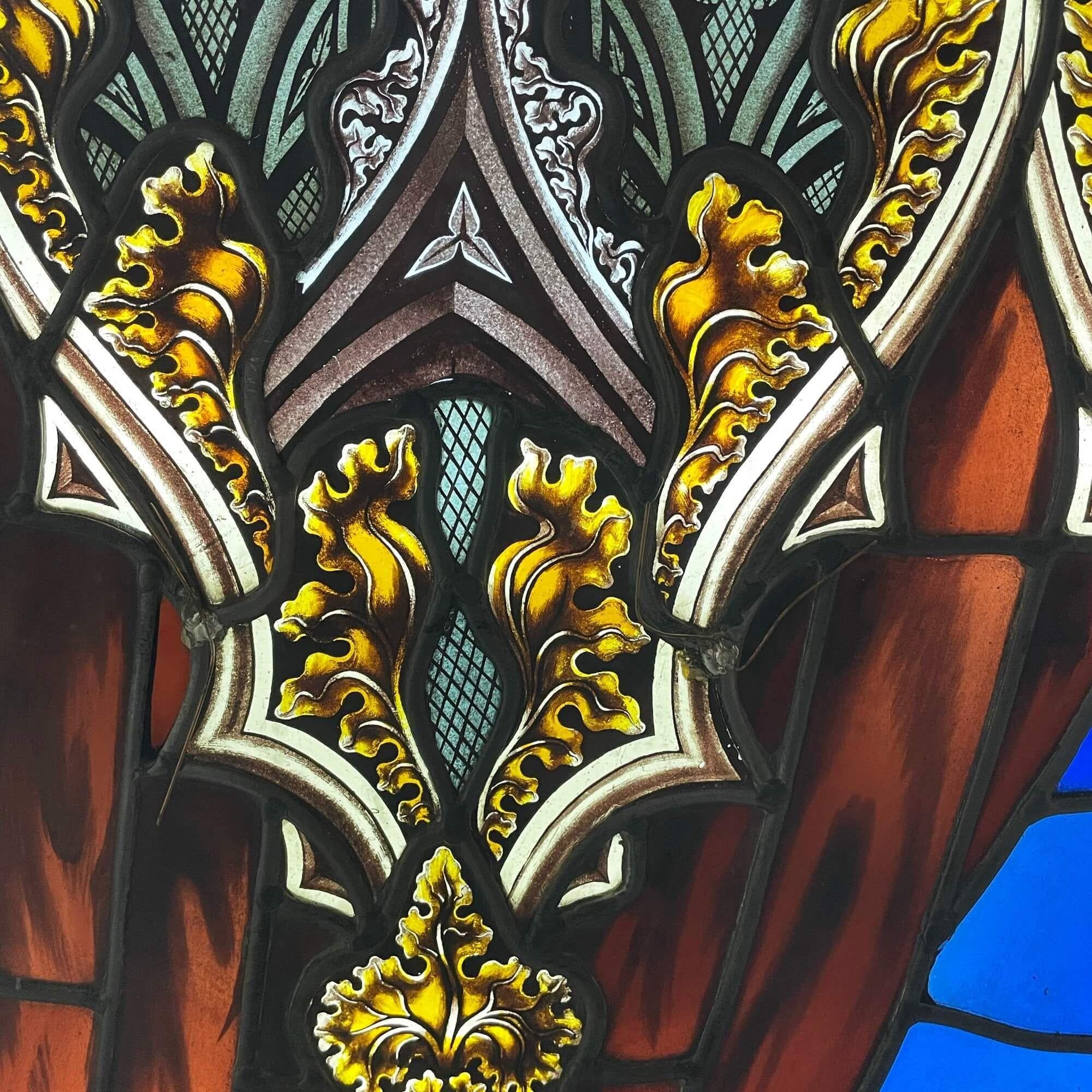 Antike englische Glasmalerei-Fensterplatte aus Buntglas im Zustand „Relativ gut“ im Angebot in Wormelow, Herefordshire