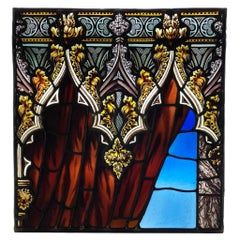 Vintage English Stained Glass Window Panel