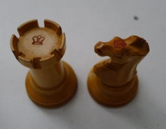 Antique English Staunton Chess Set With Red Crown Marks c.1900