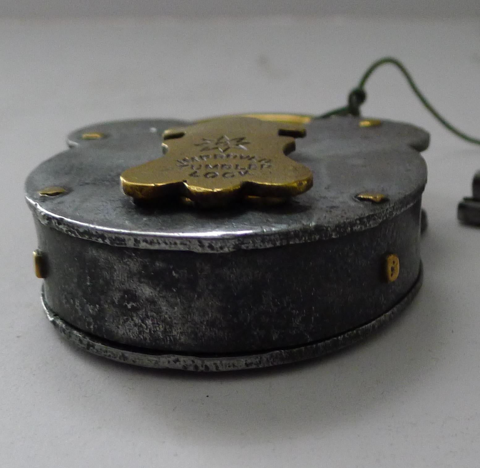 Antique English Steel & Brass Padlock c.1890 In Good Condition In Bath, GB
