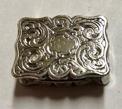 Antique English Sterling Hand Pierced and Engraved Vinaigrette, Edward Smith